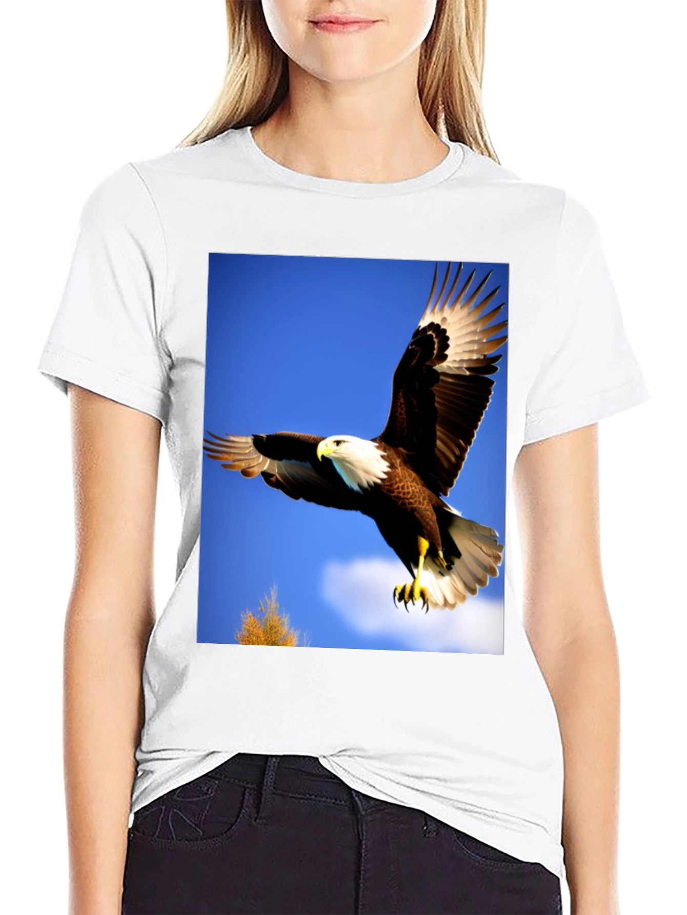 Eagle Flight Graphic Tee - Bold Black Cotton T-Shirt