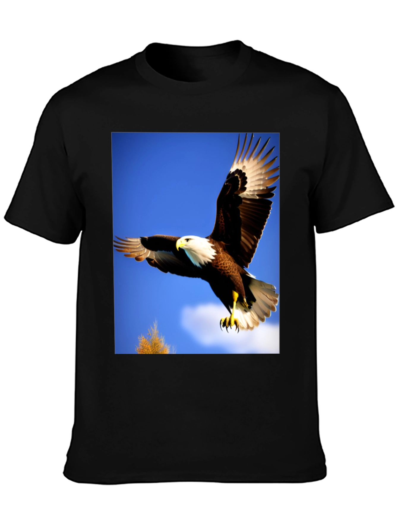 Eagle Flight Graphic Tee - Bold Black Cotton T-Shirt