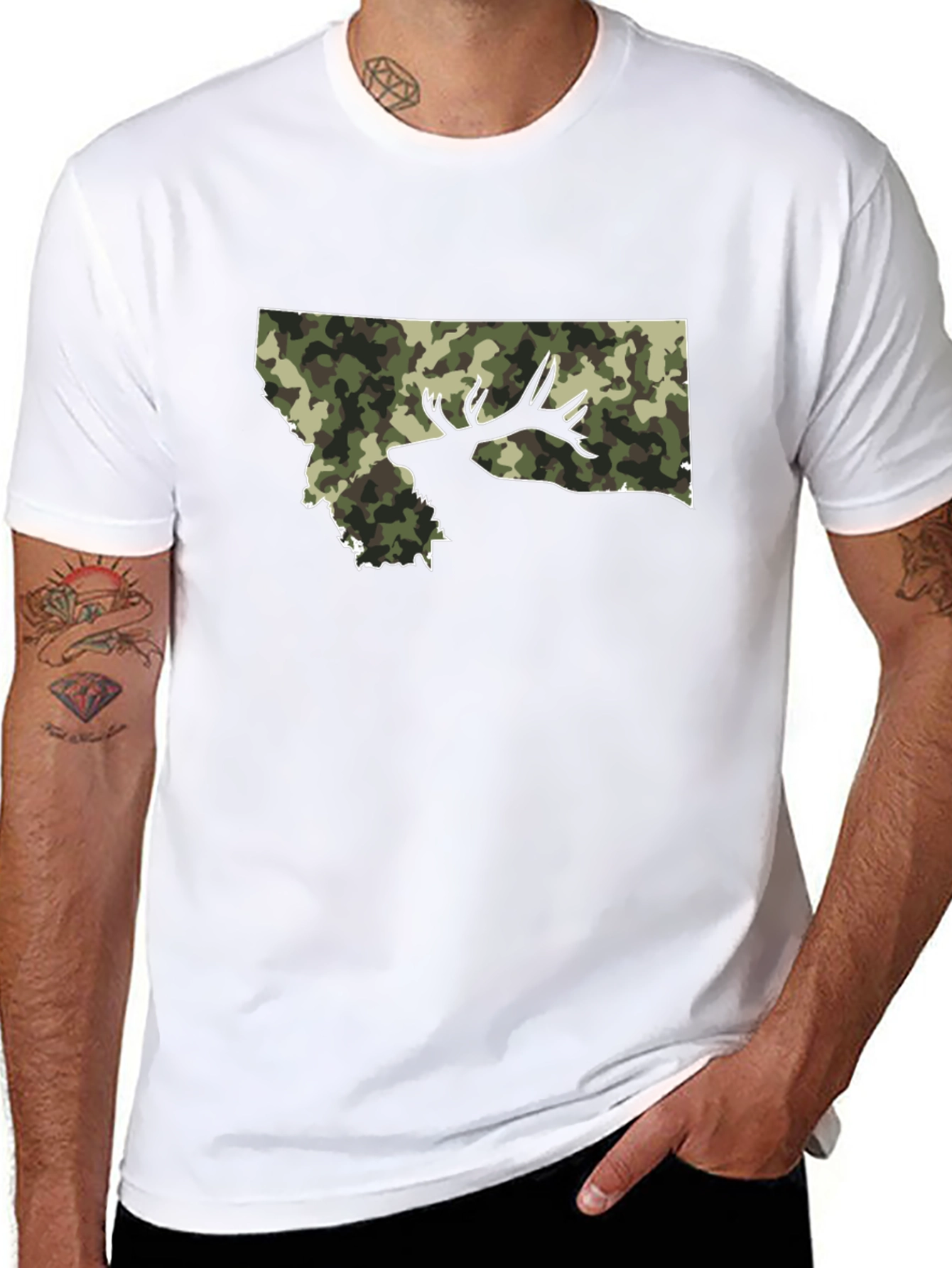 Montana Camo Deer Graphic T-Shirt