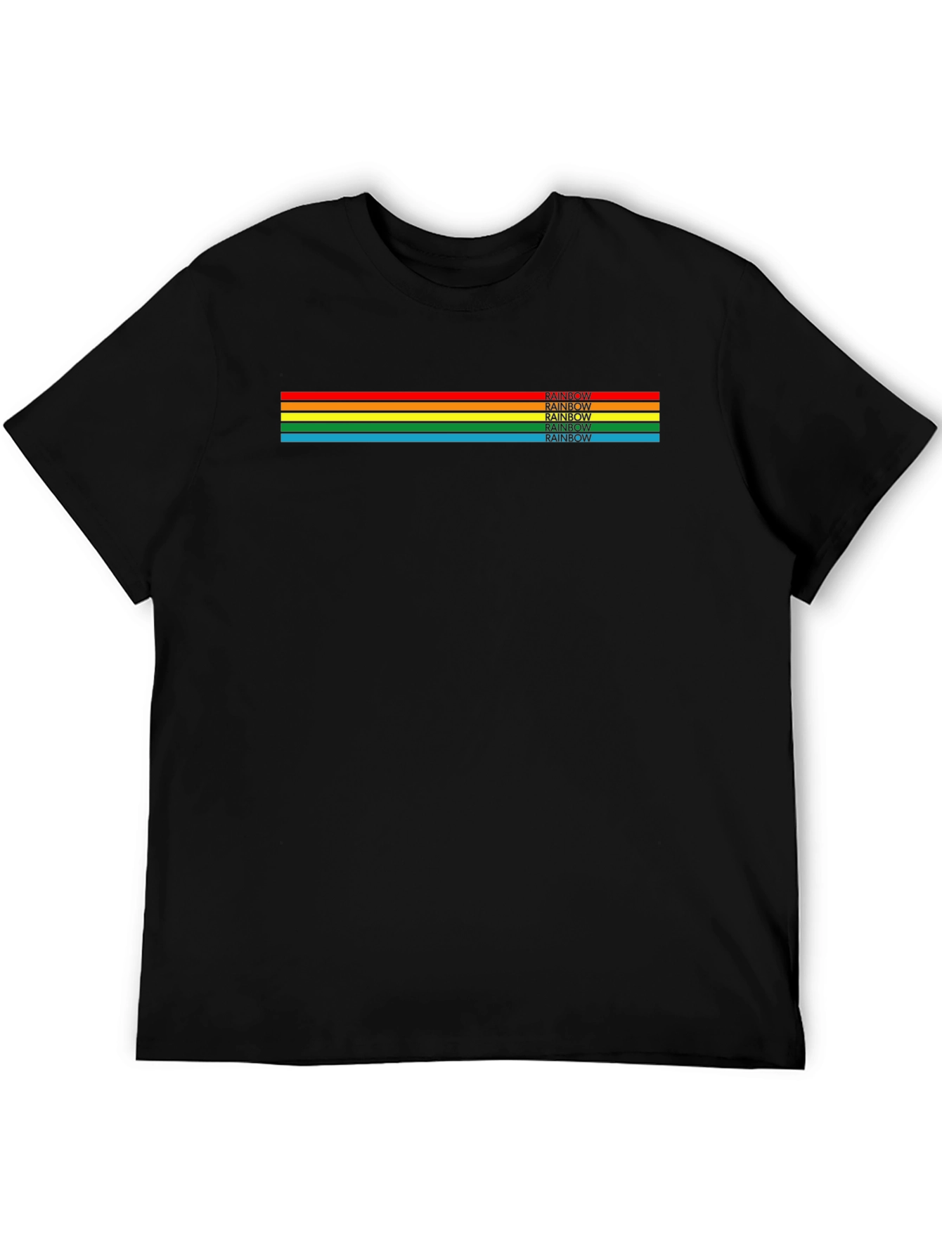 Retro Rainbow Stripe Graphic T-Shirt - Stylish Casual Tee