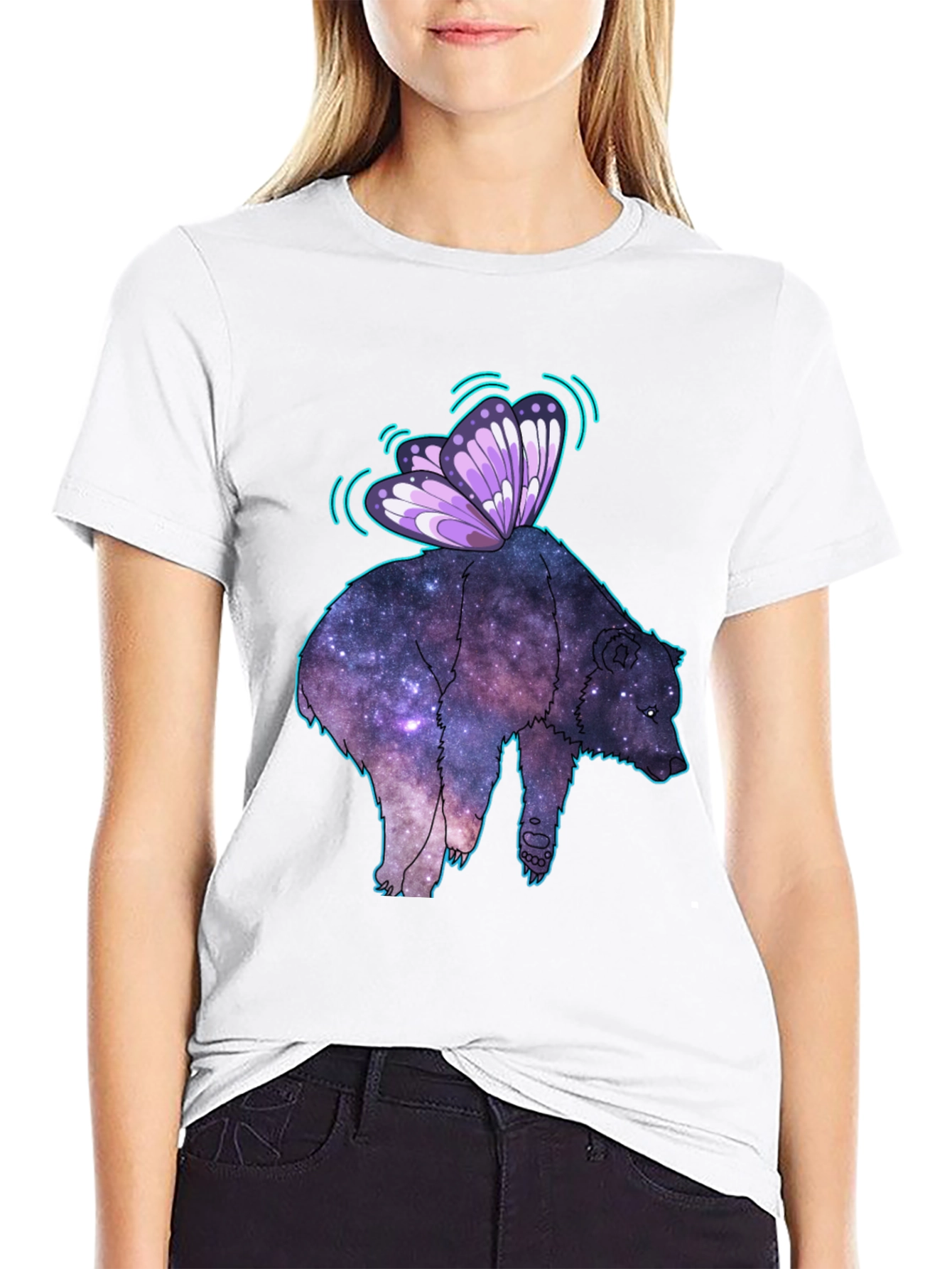 Cosmic Bear Butterfly T-Shirt - Galaxy Animal Tee