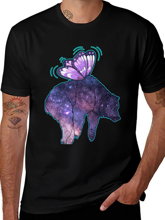 Cosmic Bear Butterfly T-Shirt - Galaxy Animal Tee