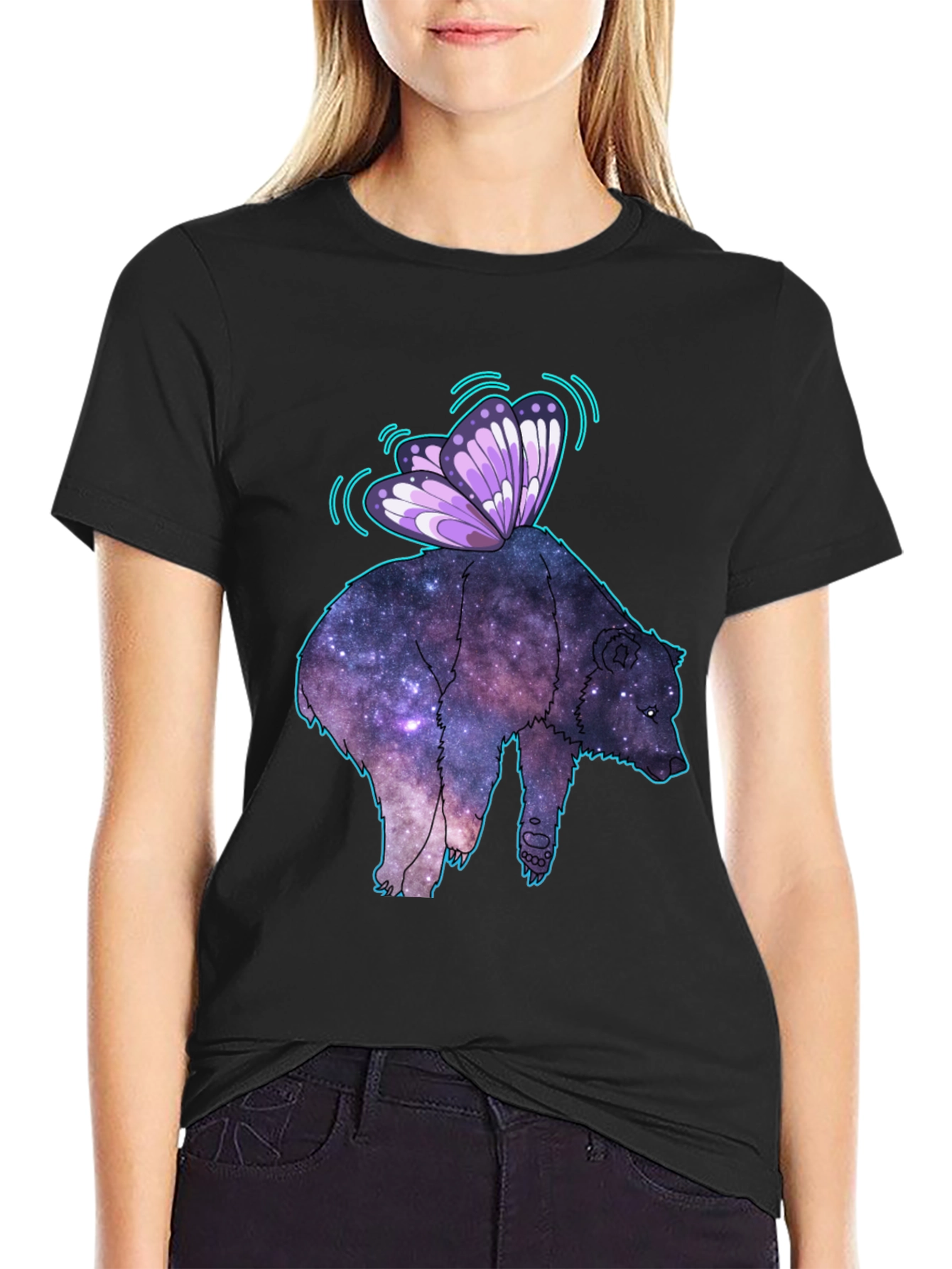 Cosmic Bear Butterfly T-Shirt - Galaxy Animal Tee