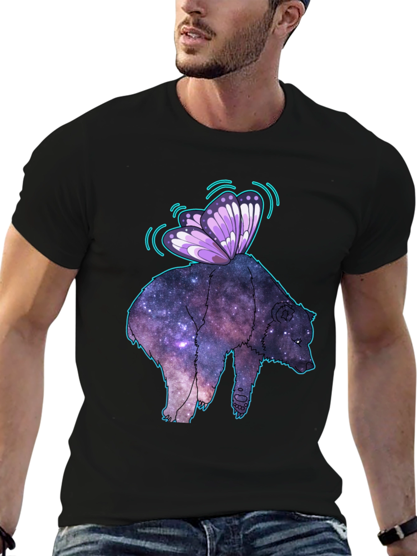 Cosmic Bear Butterfly T-Shirt - Galaxy Animal Tee
