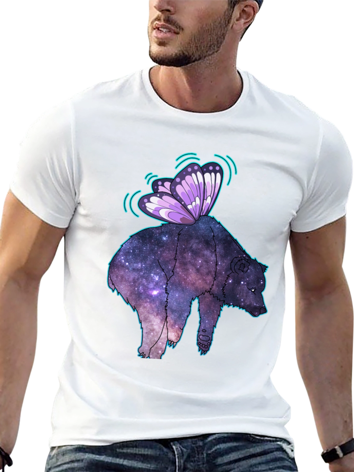 Cosmic Bear Butterfly T-Shirt - Galaxy Animal Tee