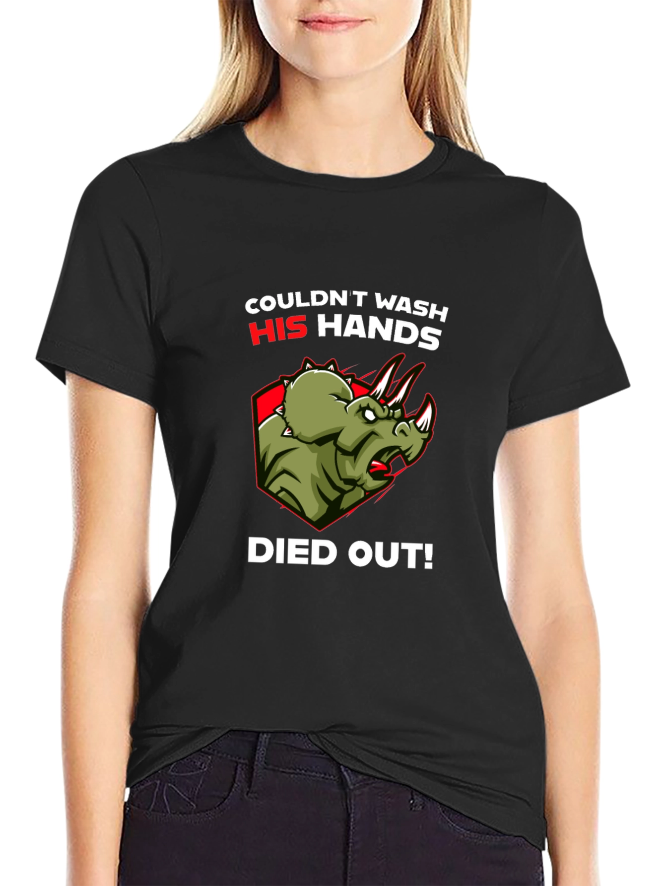 Dinosaur Couldnt Wash Hands T-Shirt Funny Dino Tee