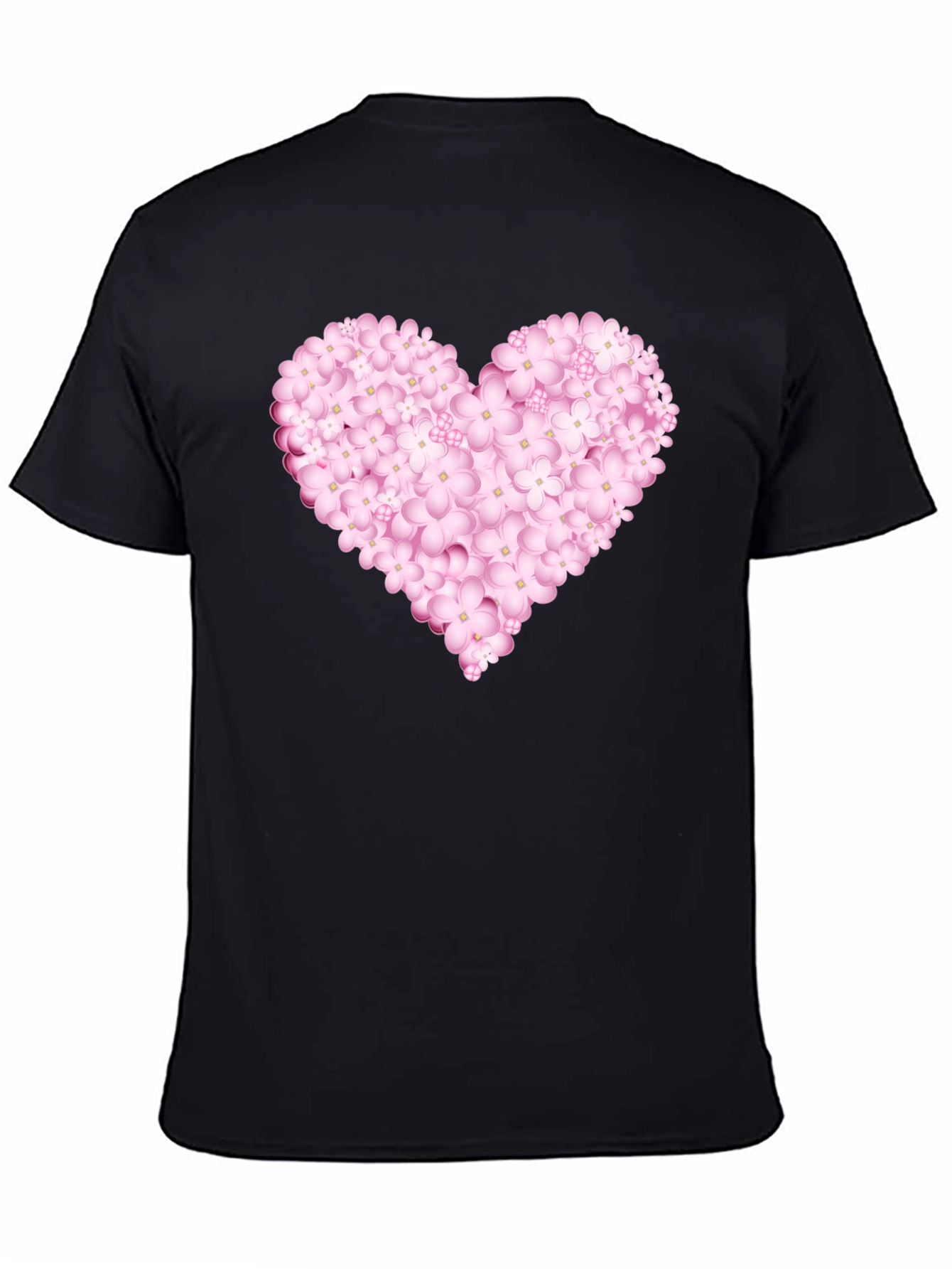 Floral Heart Graphic Black Tee