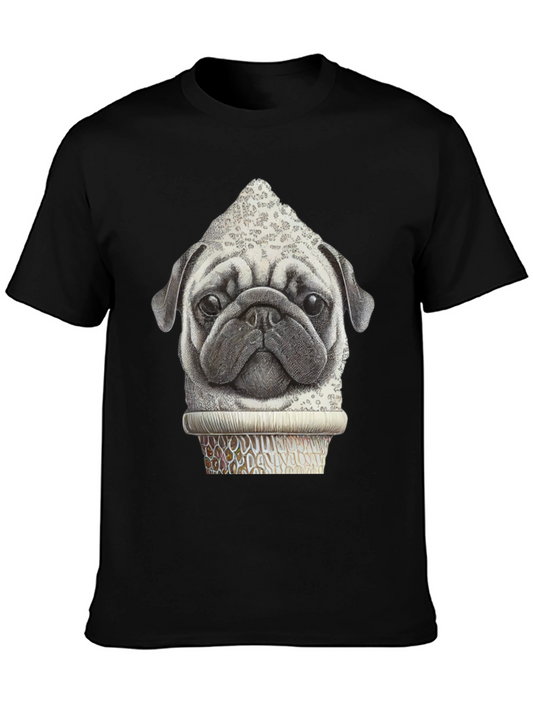 Pug Ice Cream Cone Graphic Tee - Funny Dog T-Shirt