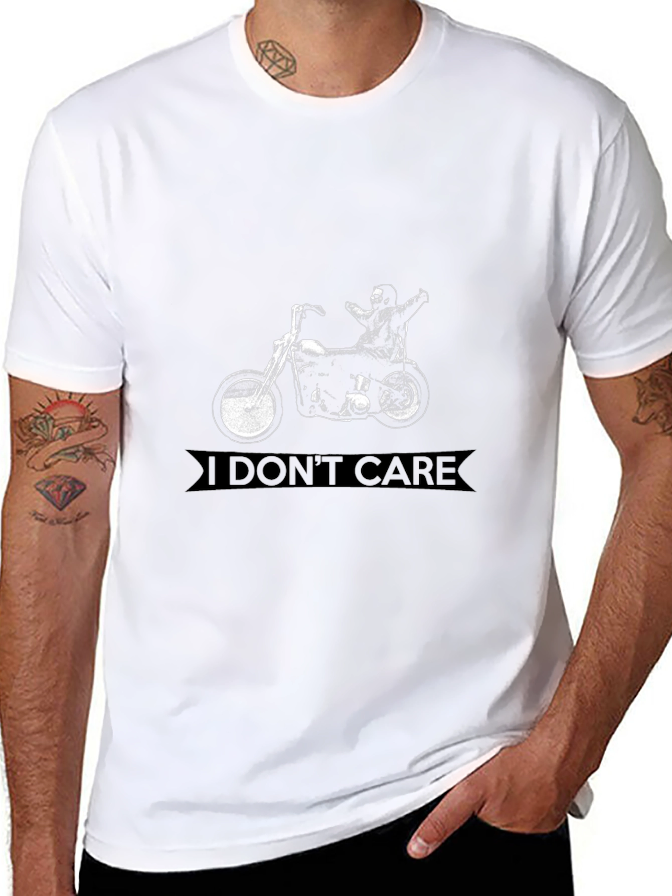 I Dont Care Motorcycle Graphic T-Shirt