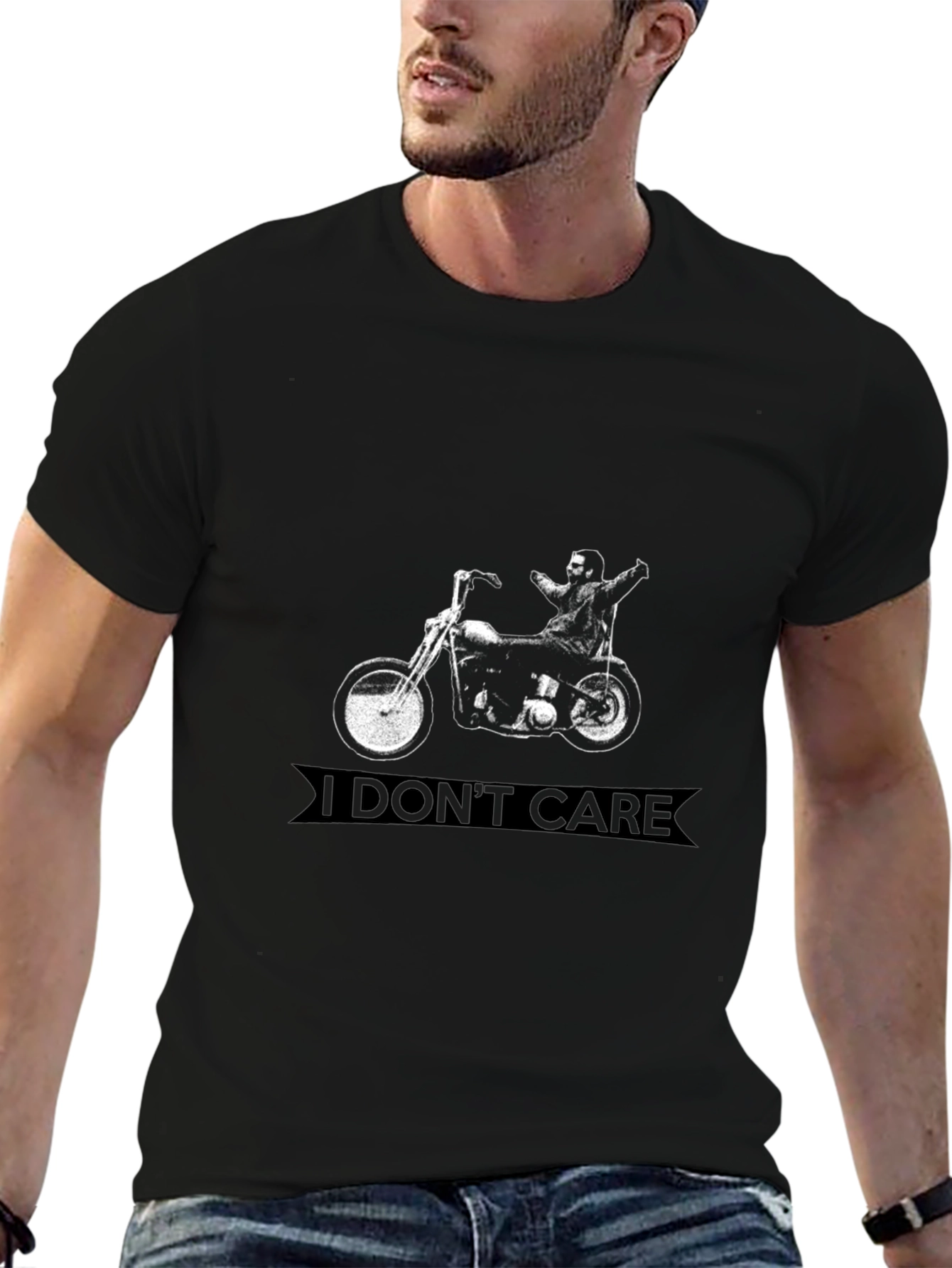 I Dont Care Motorcycle Graphic T-Shirt