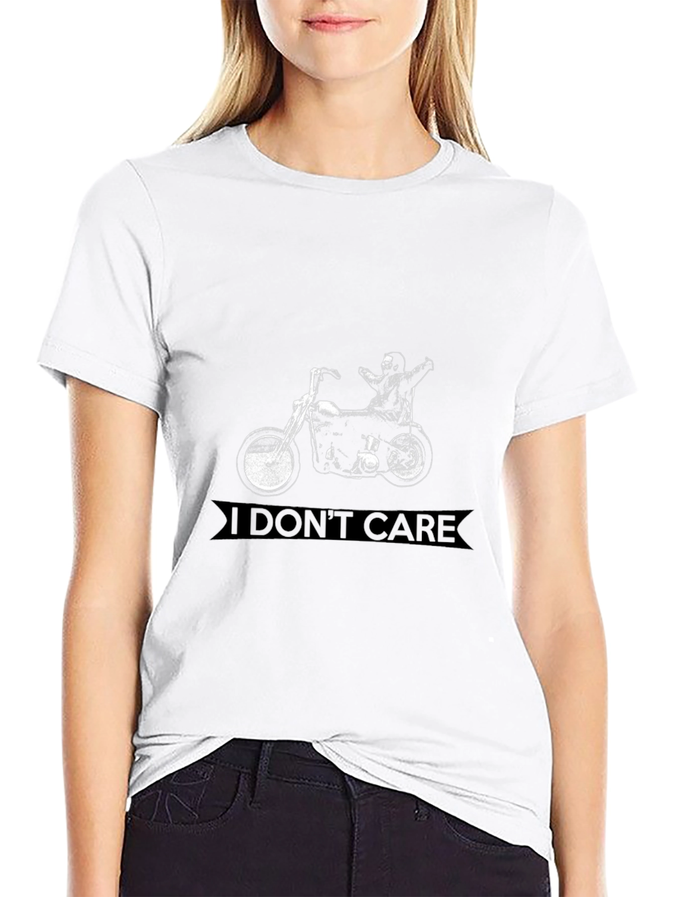 I Dont Care Motorcycle Graphic T-Shirt
