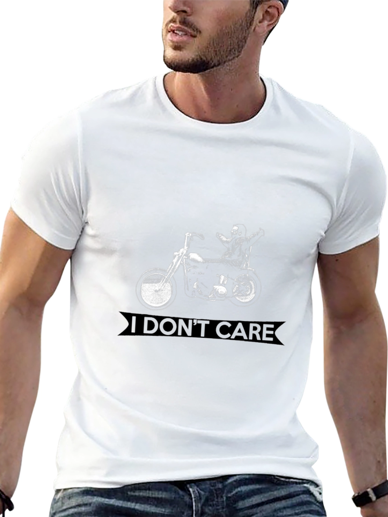 I Dont Care Motorcycle Graphic T-Shirt