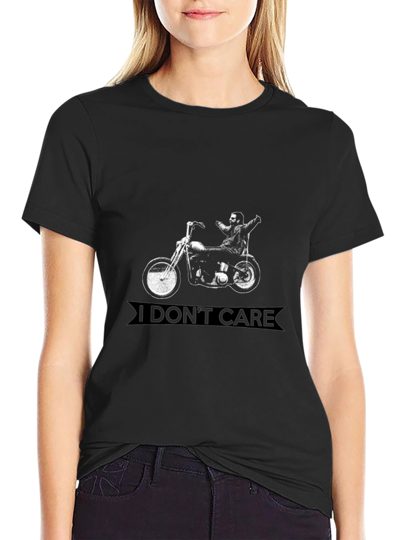 I Dont Care Motorcycle Graphic T-Shirt