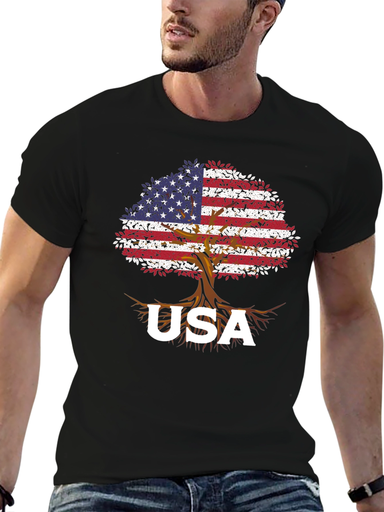 USA Flag Tree T-Shirt - Patriotic Pride