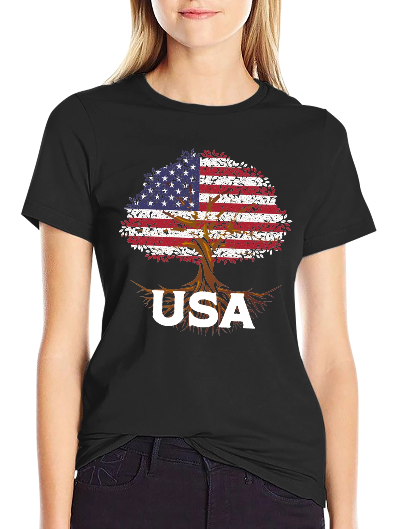 USA Flag Tree T-Shirt - Patriotic Pride