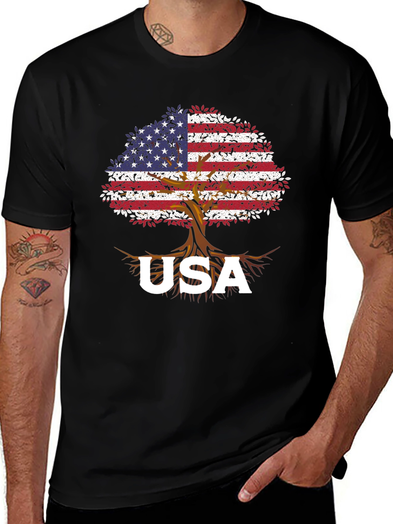 USA Flag Tree T-Shirt - Patriotic Pride