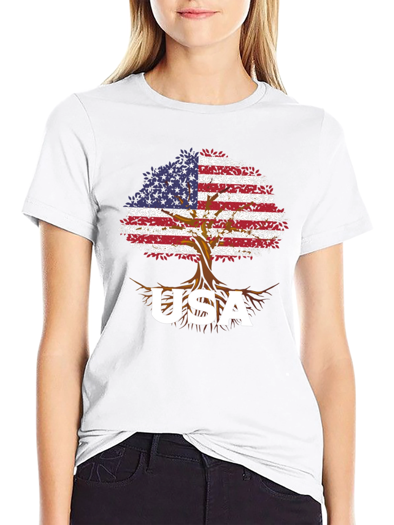 USA Flag Tree T-Shirt - Patriotic Pride