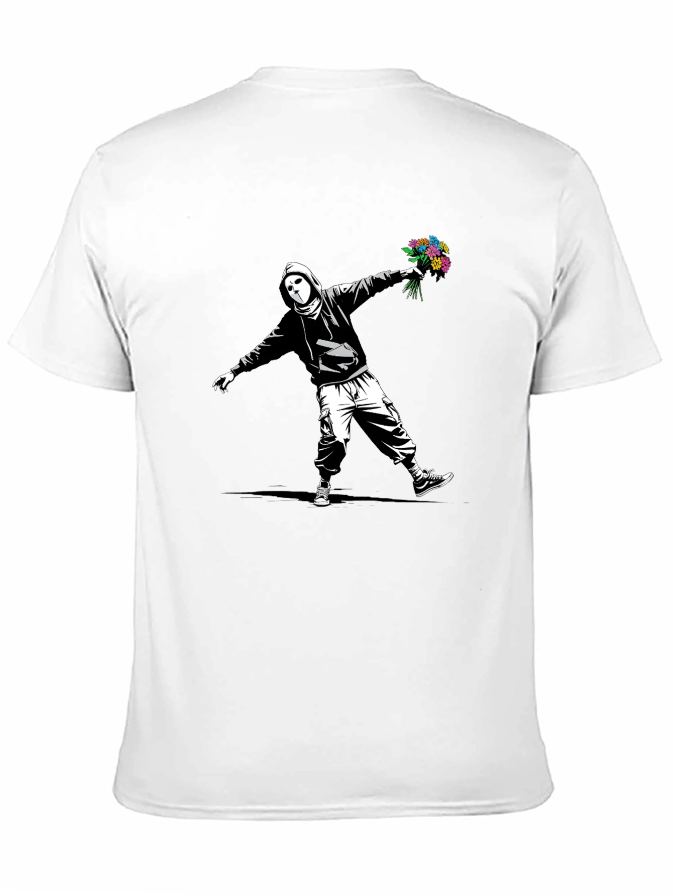 Banksy Flower Bomber Graphic Tee - Street Art Style