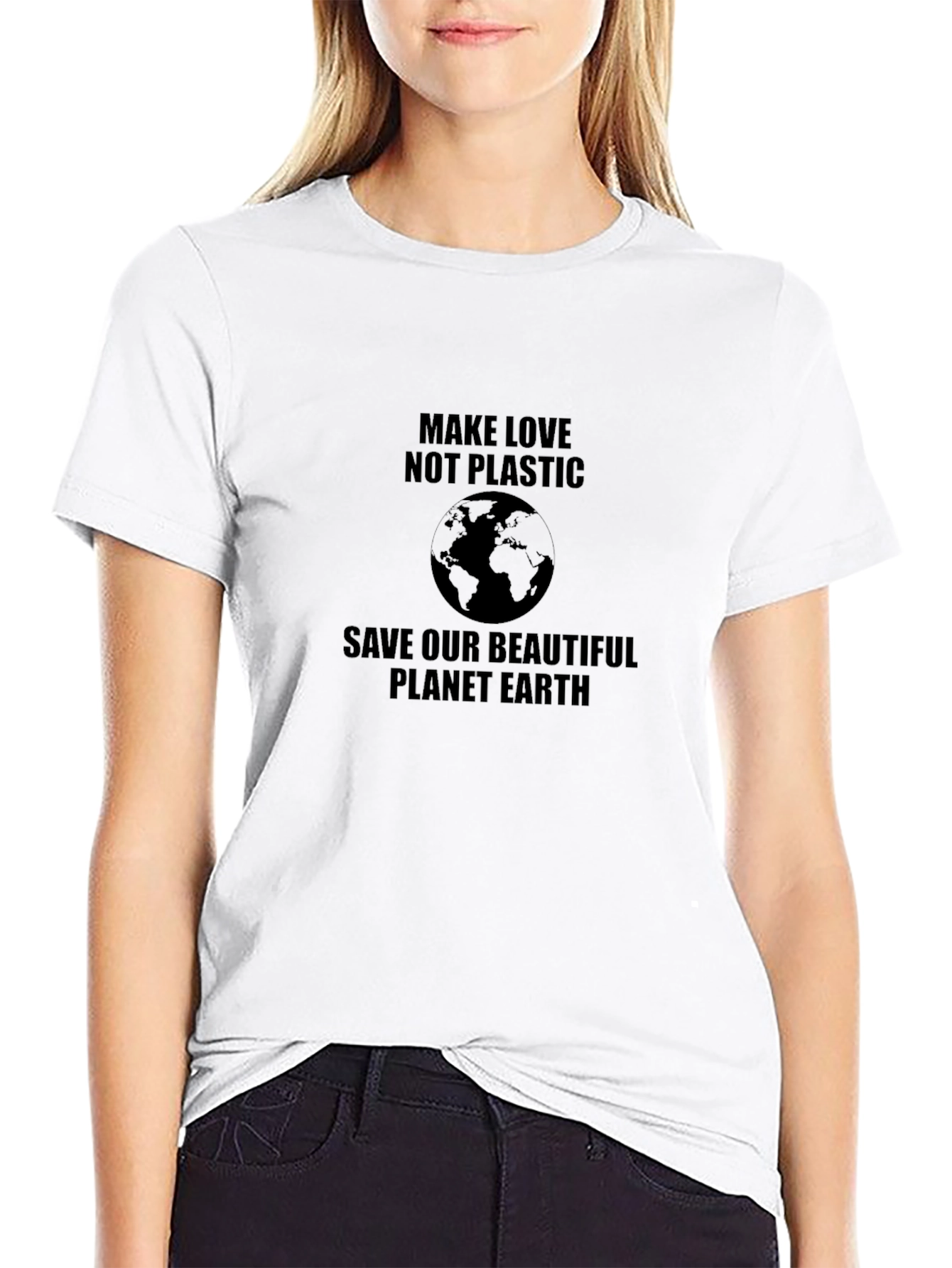 Eco-Friendly Make Love Not Plastic Black T-Shirt