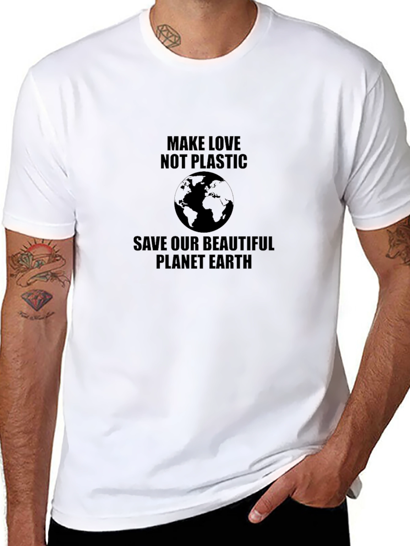 Eco-Friendly Make Love Not Plastic Black T-Shirt