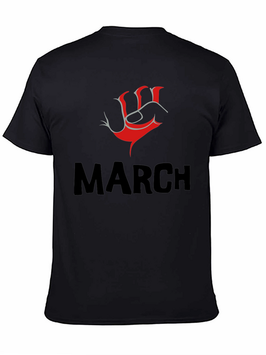 Bold March T-Shirt with Red Fist Design - Mens