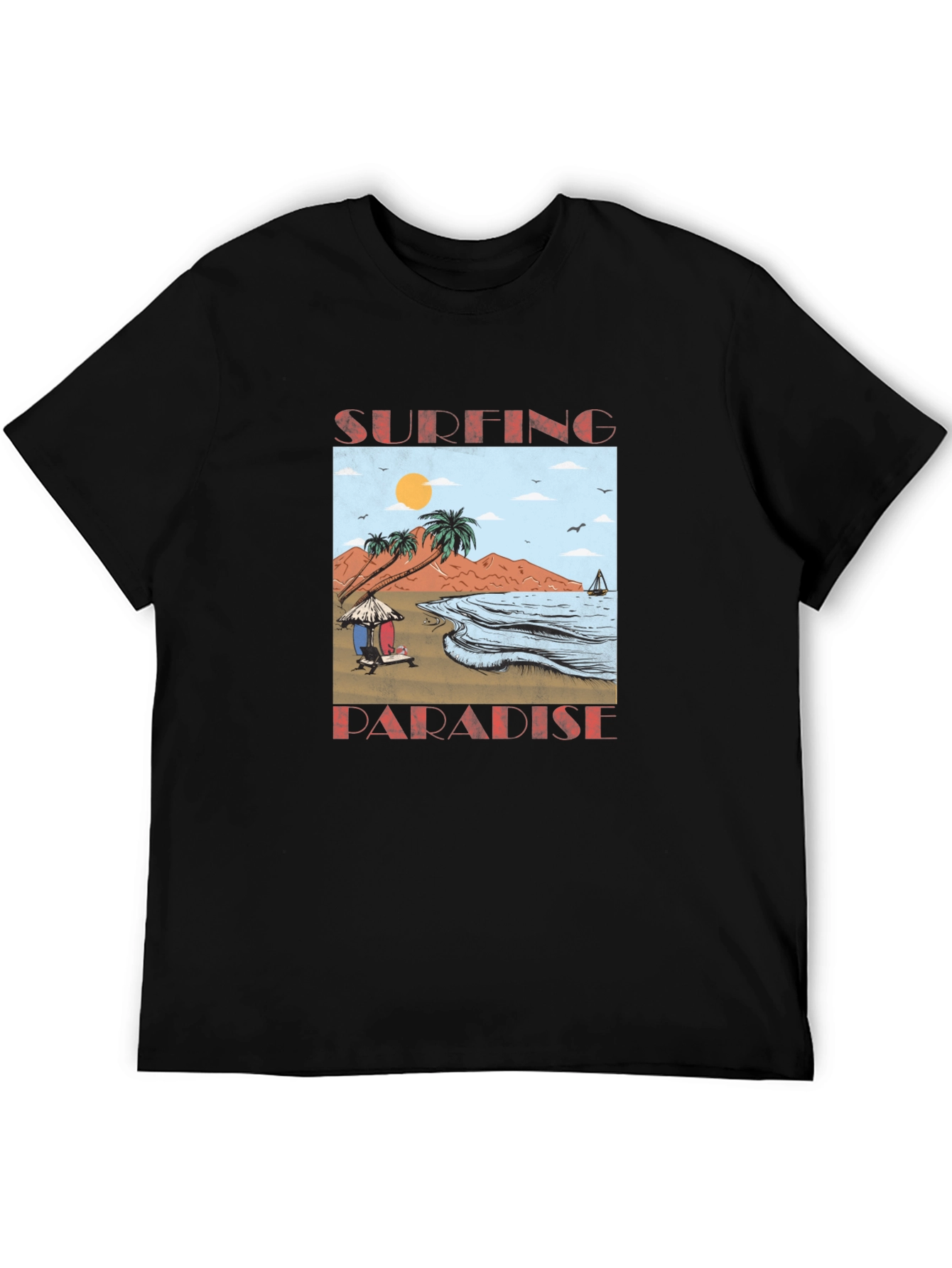 Surfing Paradise Graphic T-Shirt | Beach Surf Design Tee