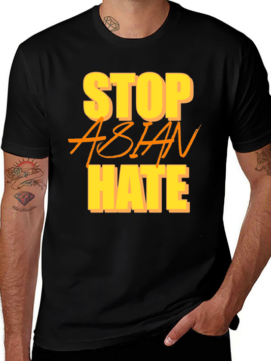 Stop Asian Hate Graphic Tee - Black Cotton Activism Shirt