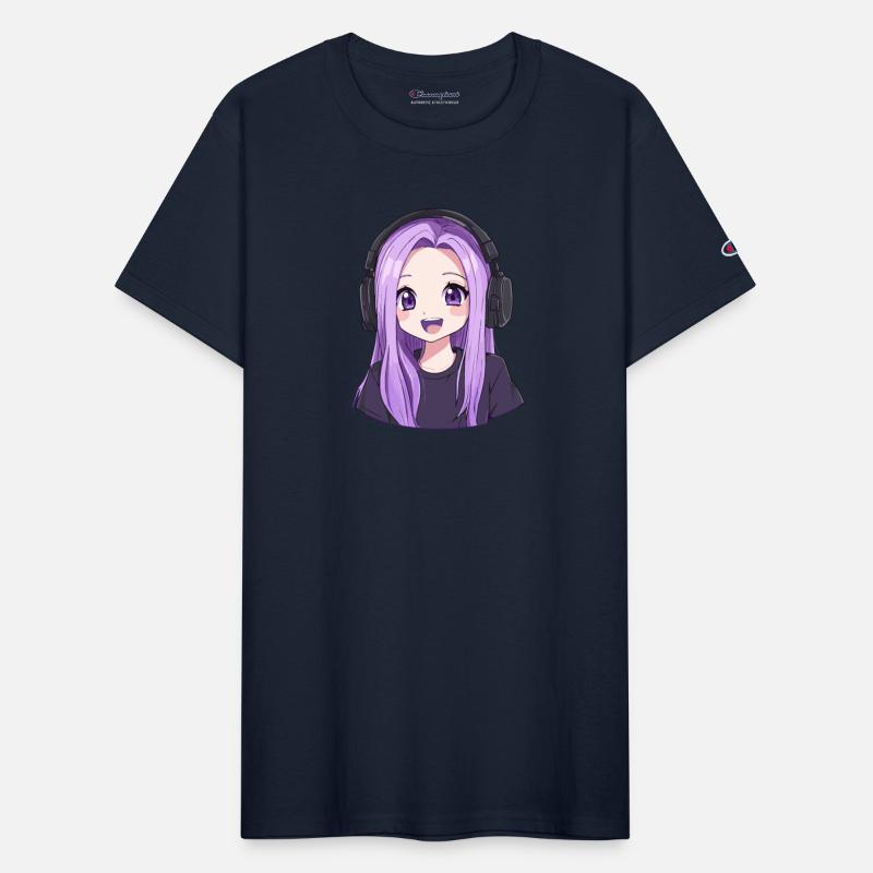 Purple Haired Gamer Girl with Headphones
