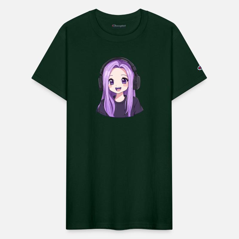 Purple Haired Gamer Girl with Headphones