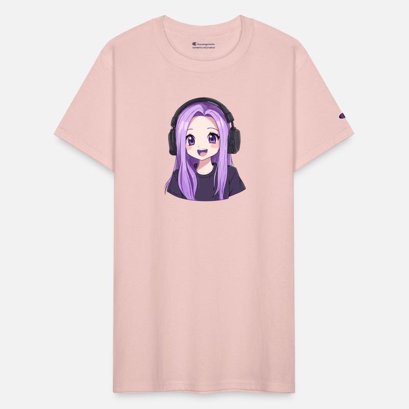 Purple Haired Gamer Girl with Headphones