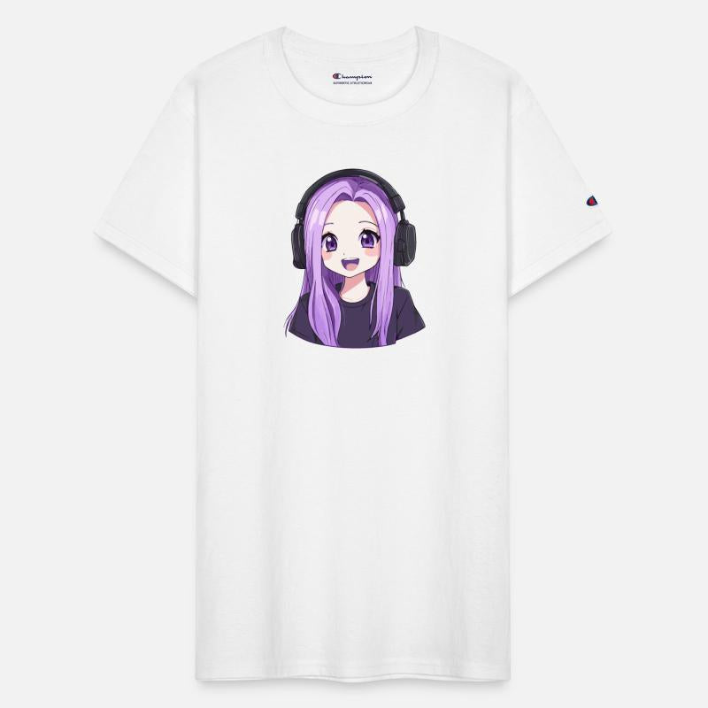 Purple Haired Gamer Girl with Headphones