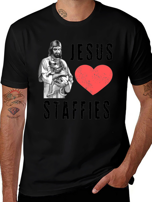 Jesus Loves Staffies T-Shirt - Black