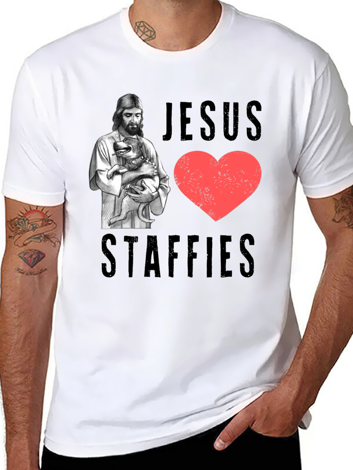Jesus Loves Staffies T-Shirt - Black