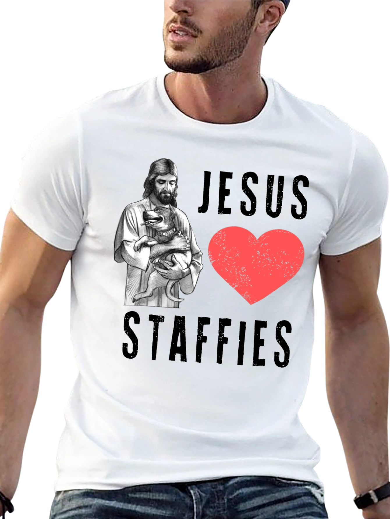 Jesus Loves Staffies T-Shirt - Black