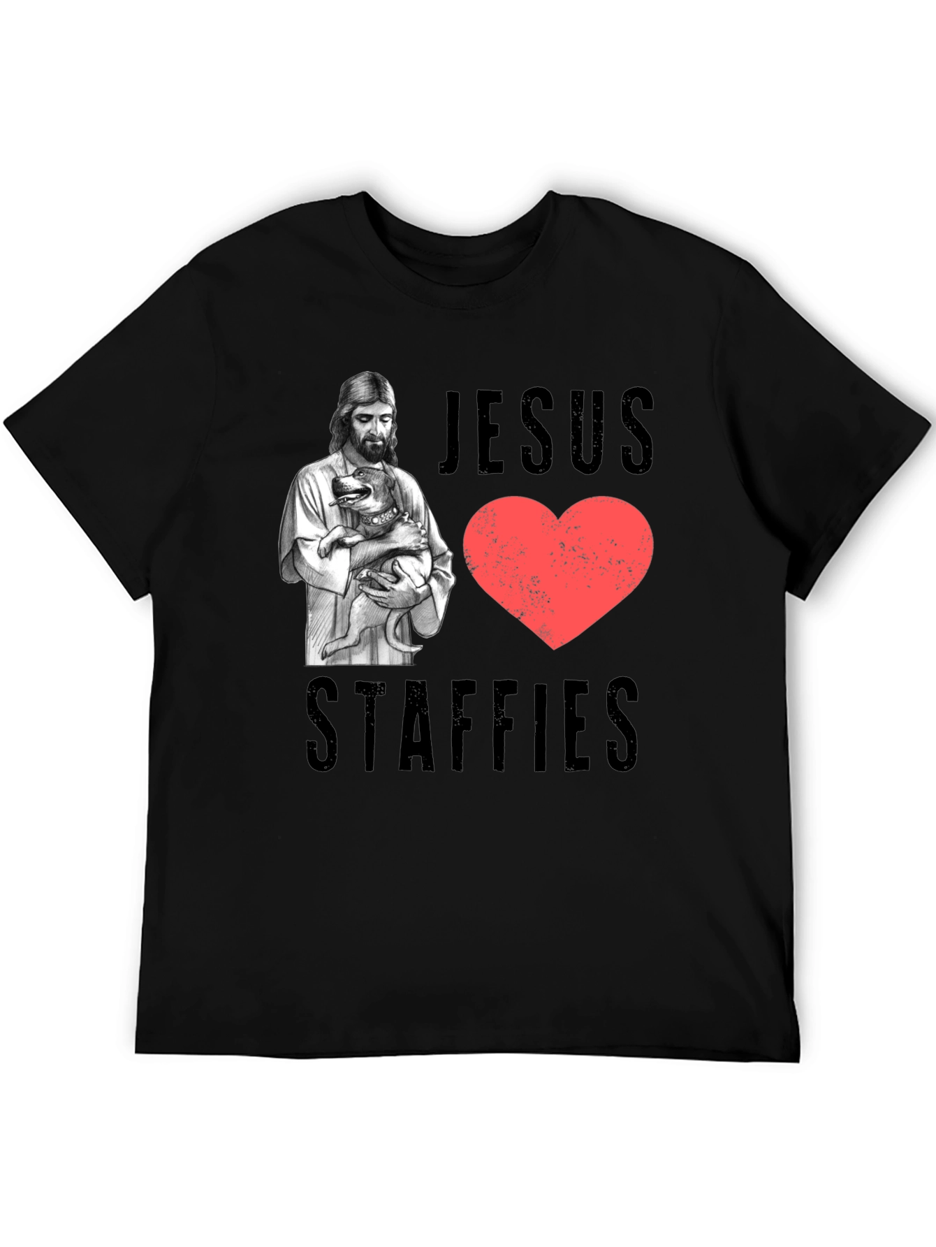 Jesus Loves Staffies T-Shirt - Black