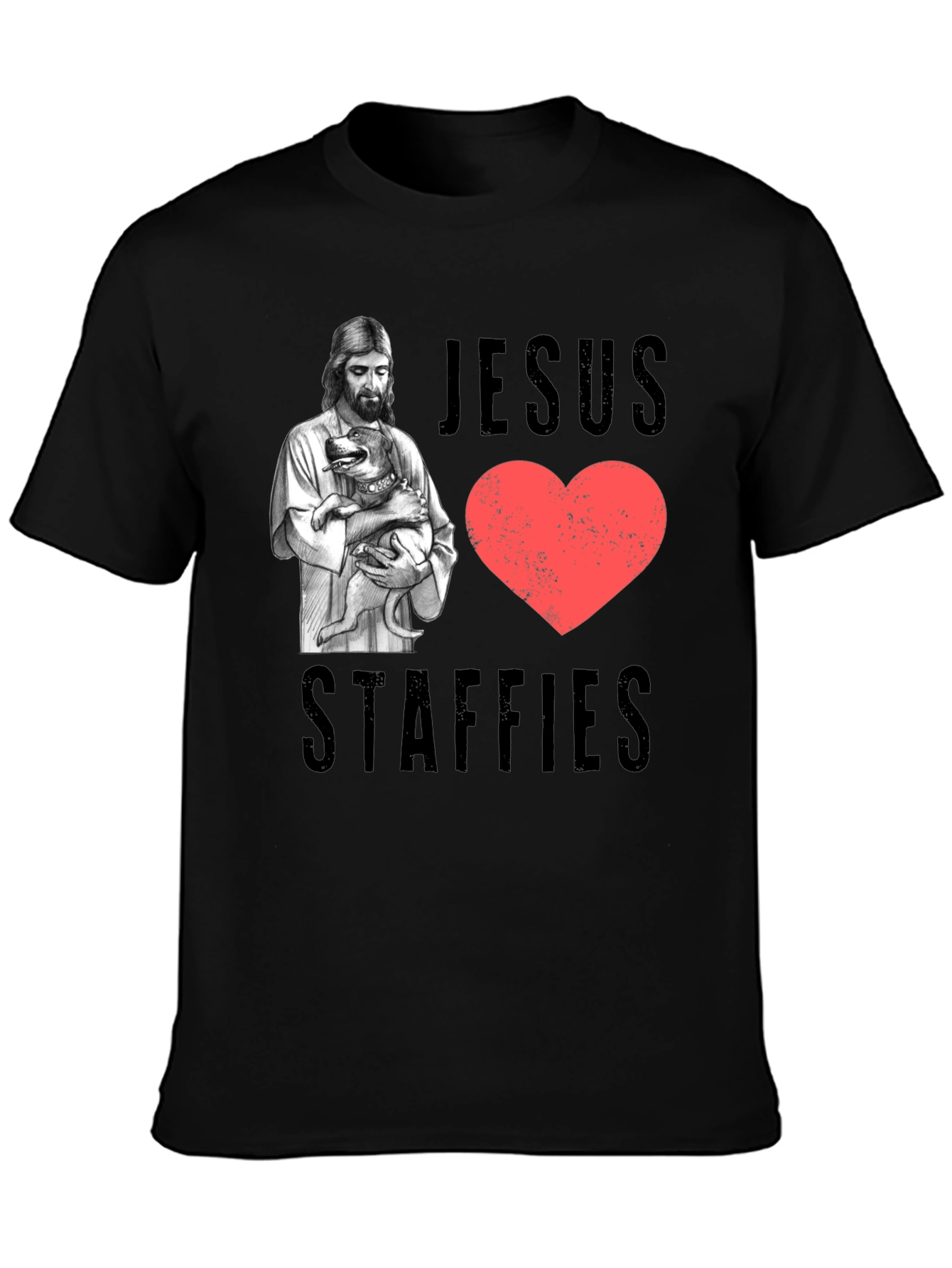 Jesus Loves Staffies T-Shirt - Black