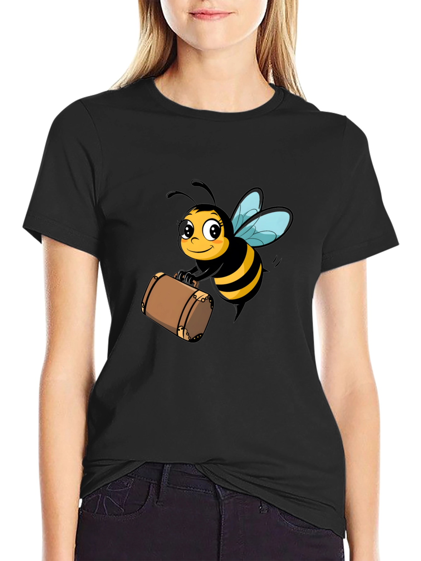 Bee Travel T-Shirt - Black Cotton Tee