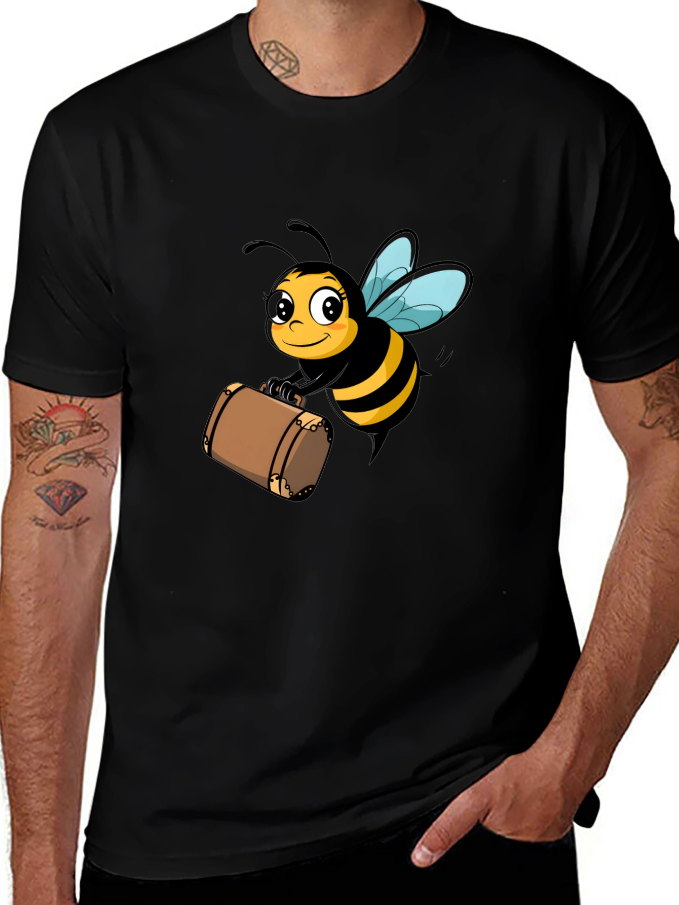 Bee Travel T-Shirt - Black Cotton Tee