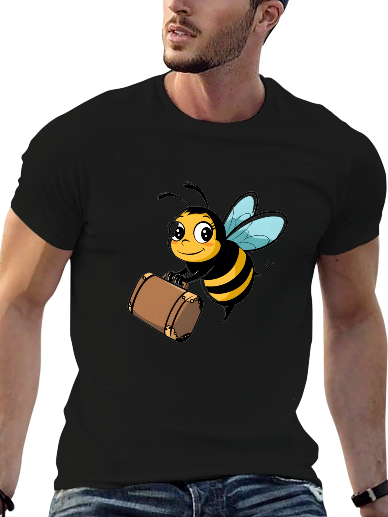 Bee Travel T-Shirt - Black Cotton Tee