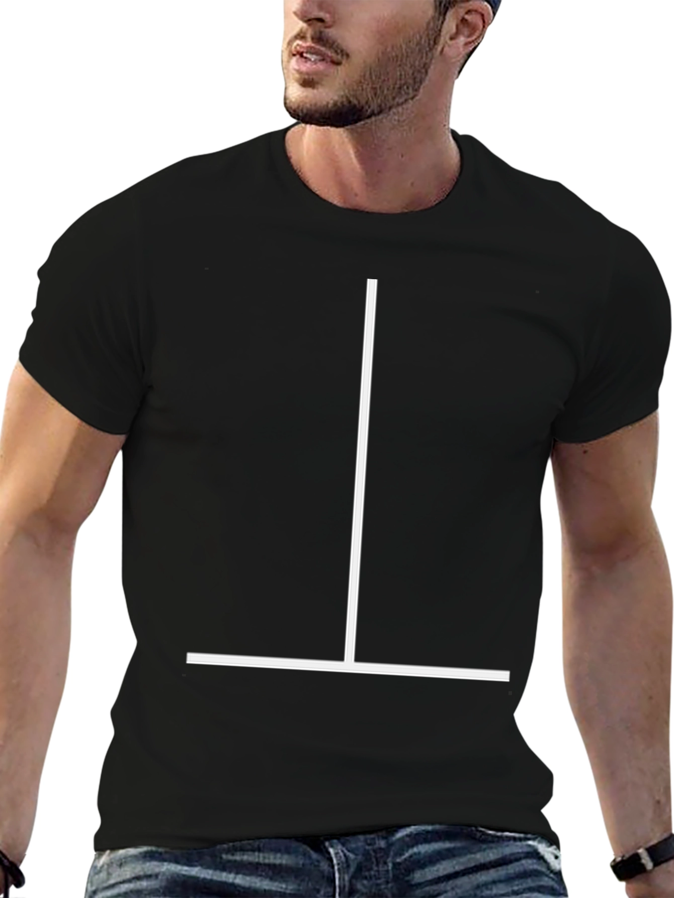 Minimalist Line Graphic T-Shirt - Black