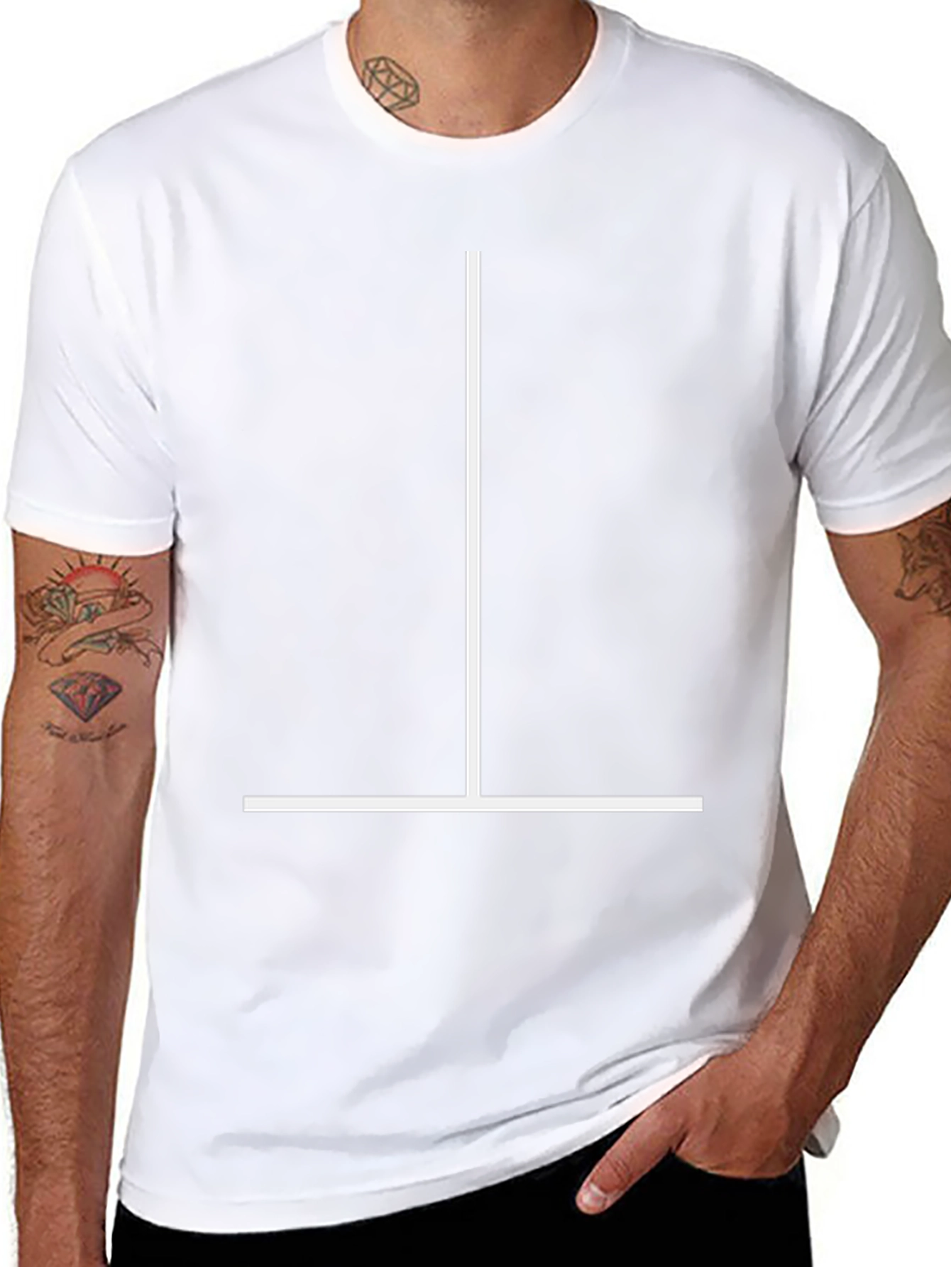 Minimalist Line Graphic T-Shirt - Black