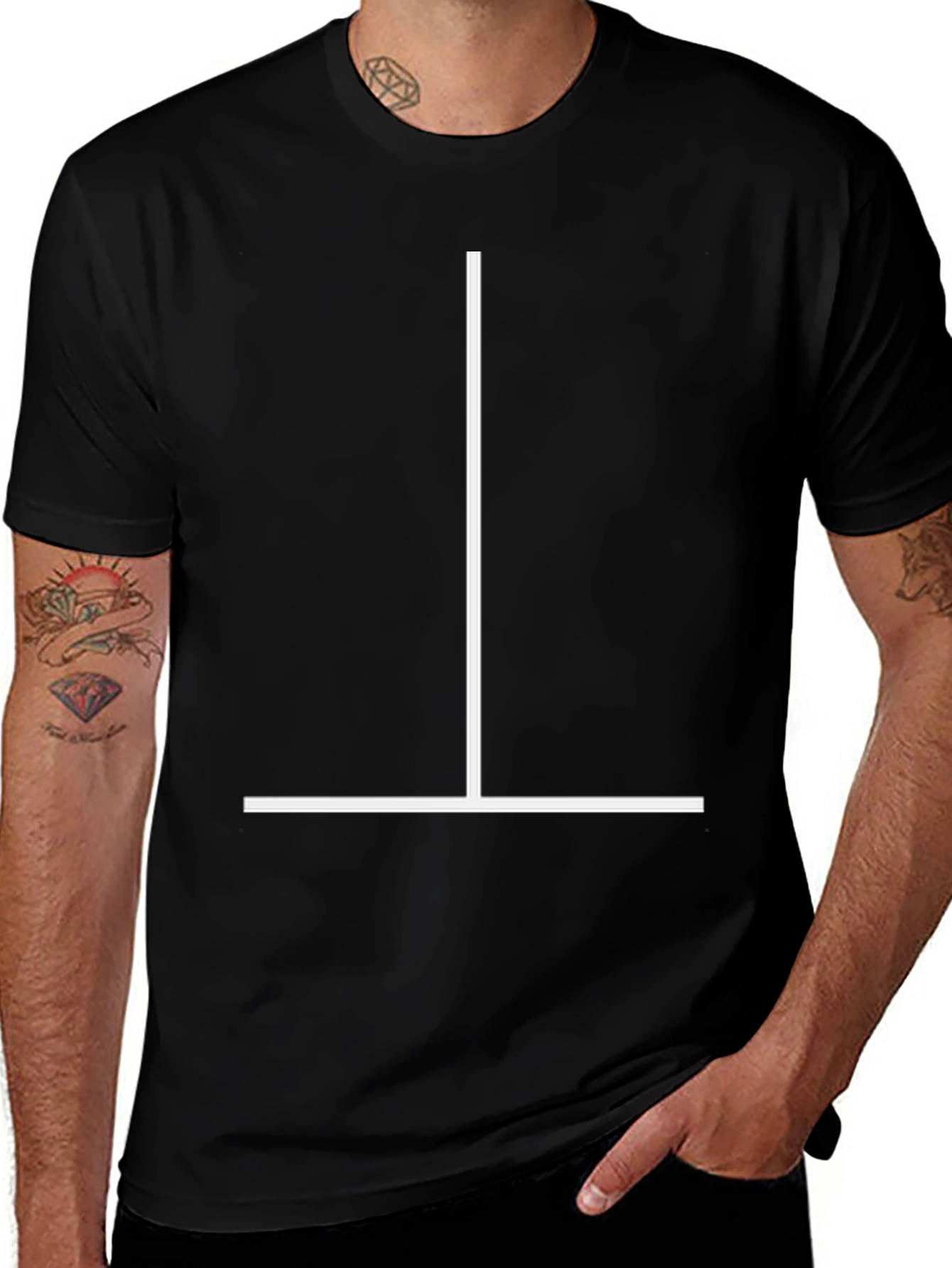 Minimalist Line Graphic T-Shirt - Black