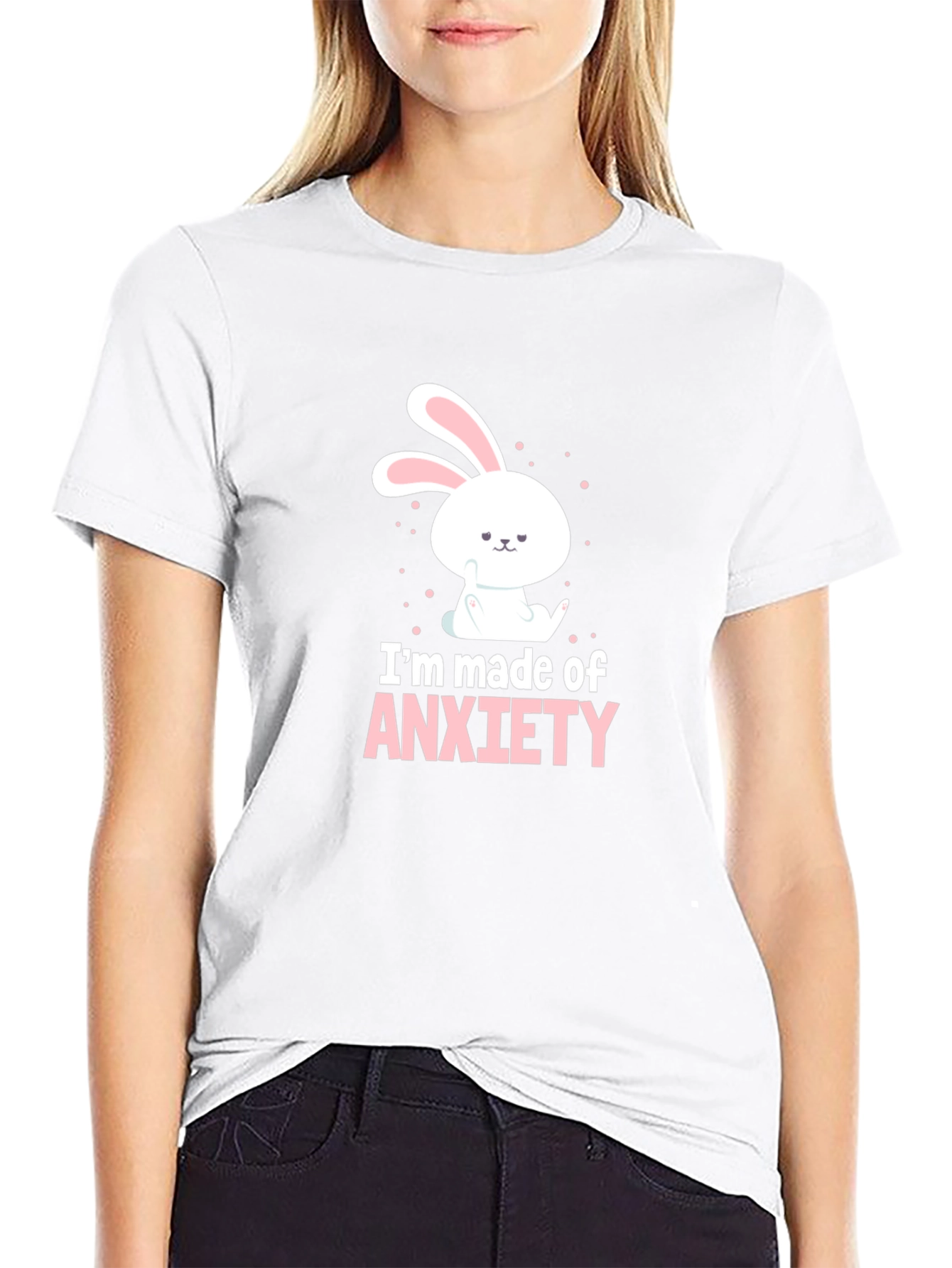 Anxiety Bunny Graphic T-Shirt - Black Cotton Tee