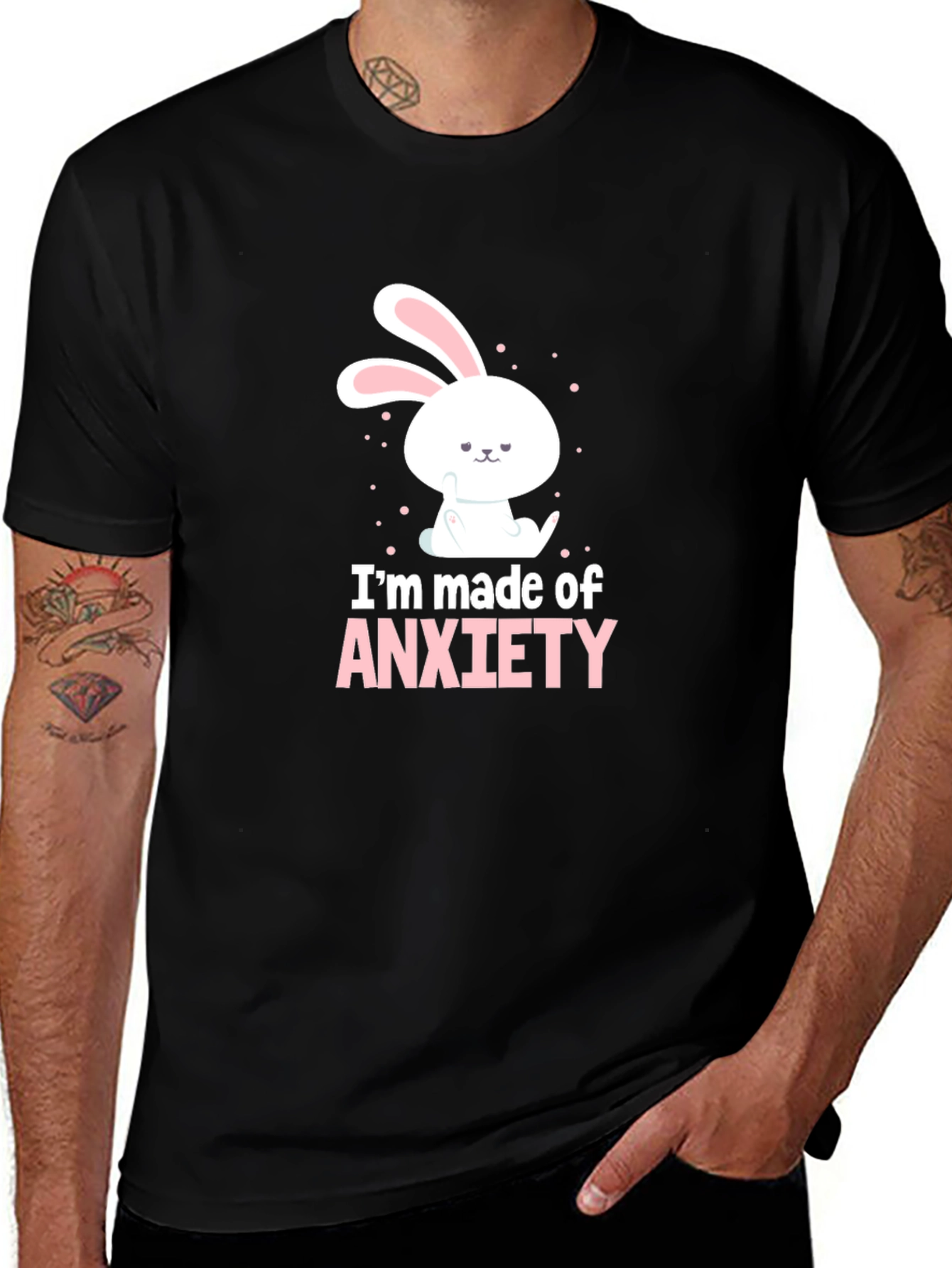 Anxiety Bunny Graphic T-Shirt - Black Cotton Tee