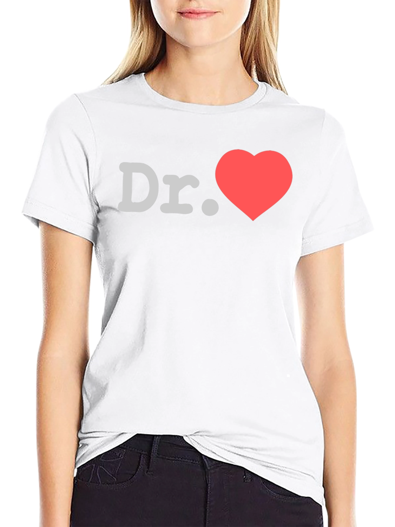 Dr. Heart Graphic T-Shirt -  Black Crew Neck Tee