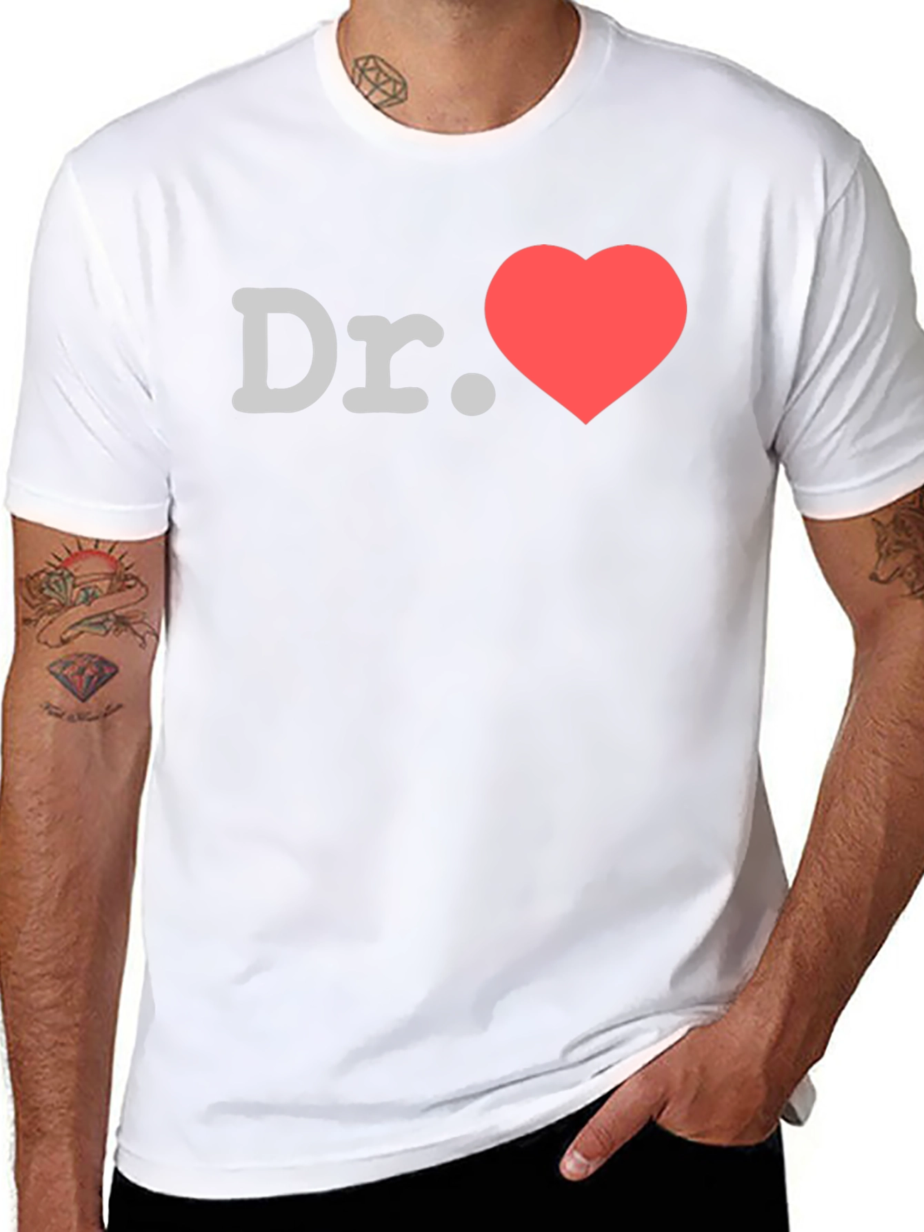 Dr. Heart Graphic T-Shirt -  Black Crew Neck Tee