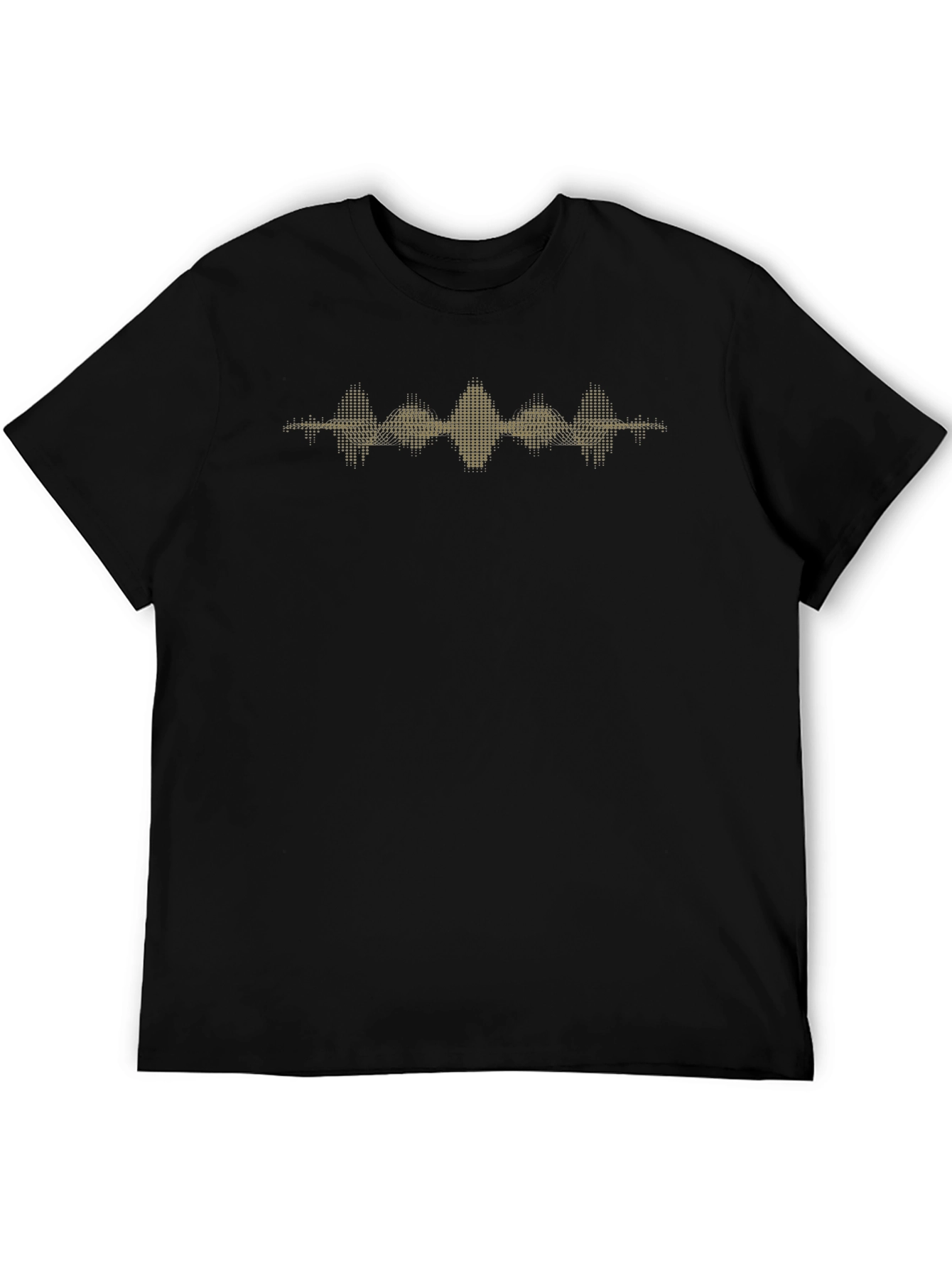 Modern Black T-Shirt with Gold Waveform Graphic