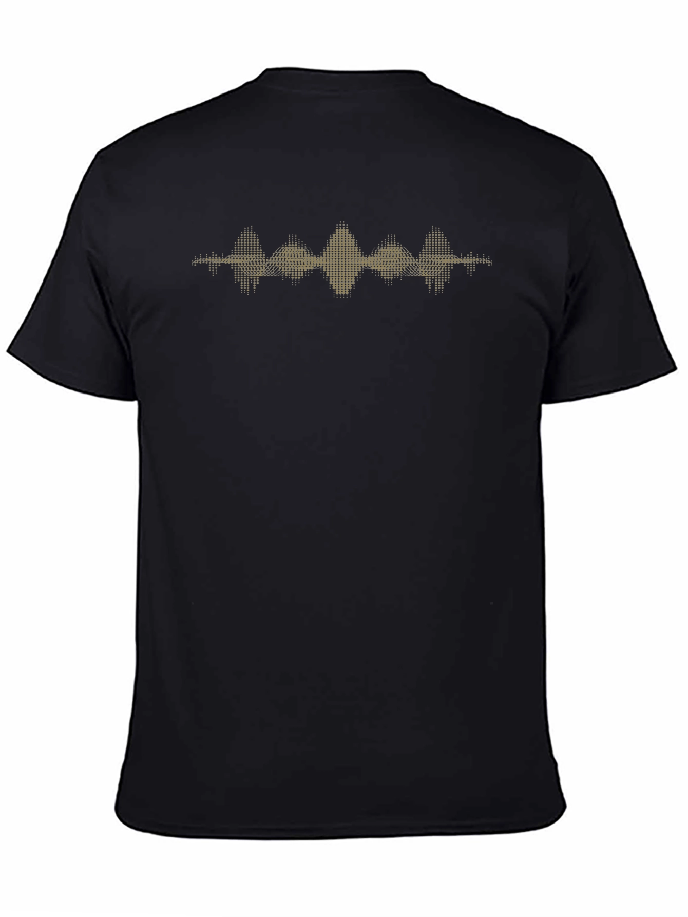 Modern Black T-Shirt with Gold Waveform Graphic