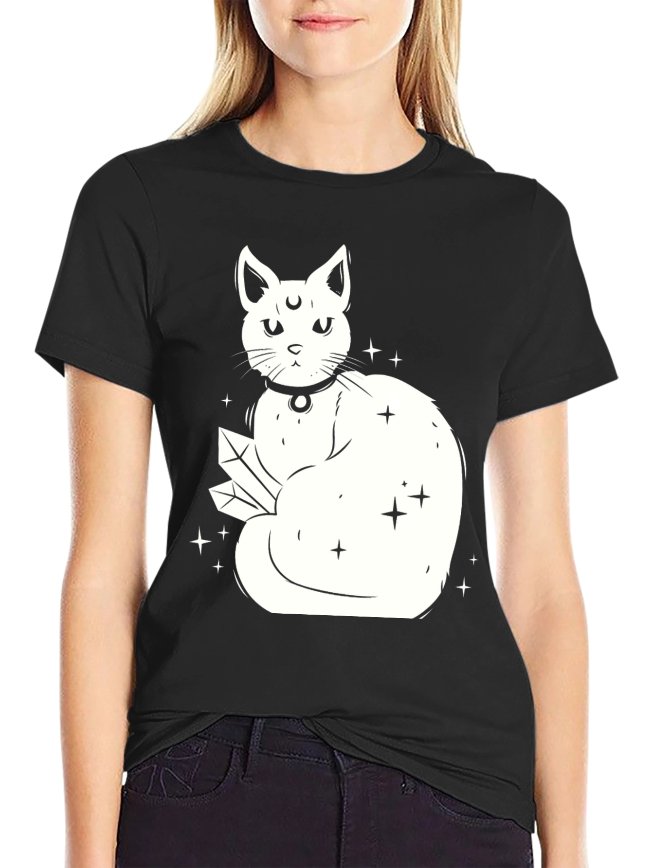 Mystic Cat T-Shirt - Black Graphic Tee