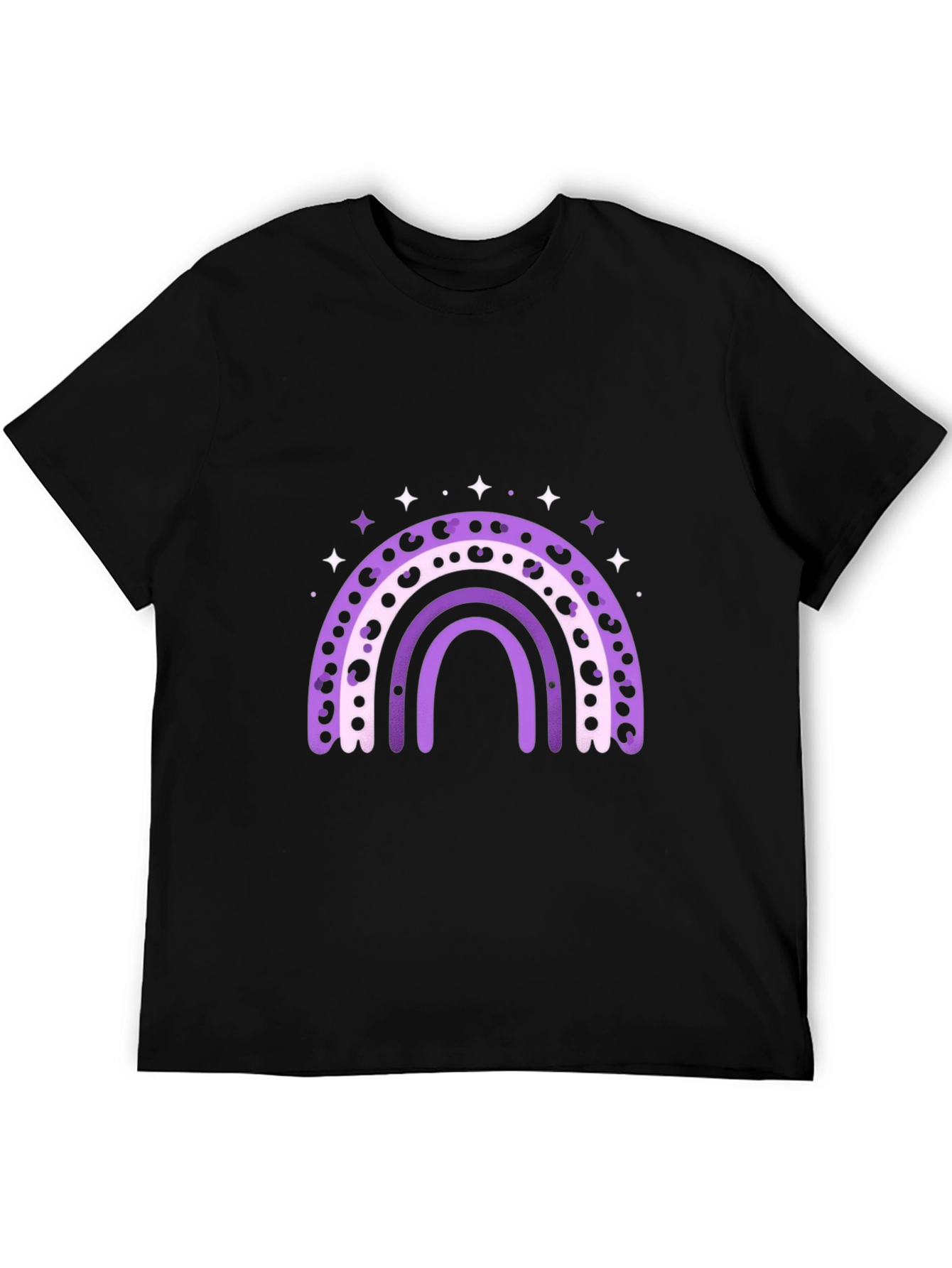 Stylish Rainbow Graphic Tee - Black